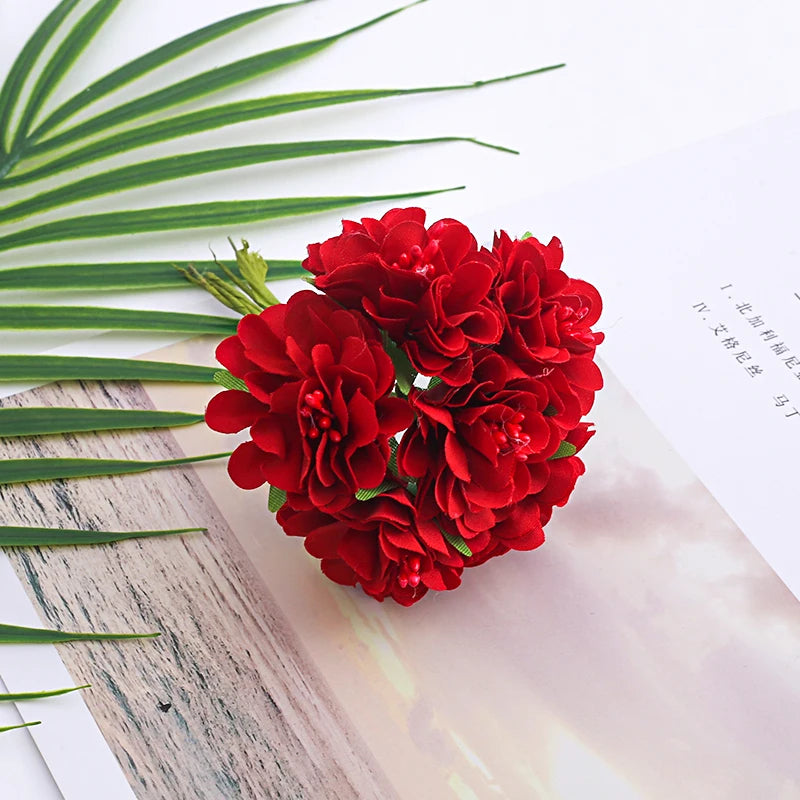 bouquet de mini fleurs d'hortensia artificielles pour décoration et bricolage - vue 11 sur 15