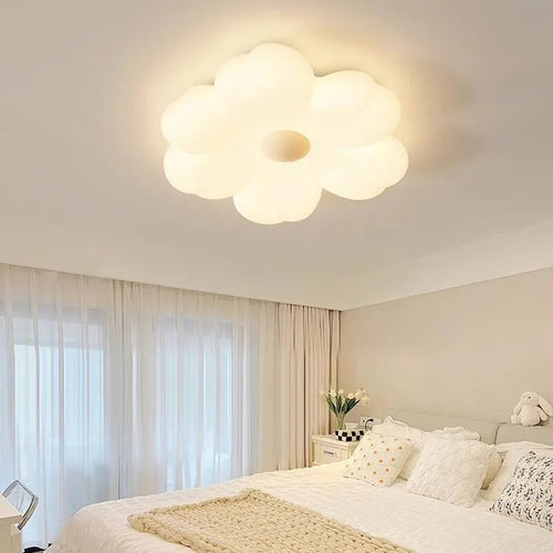 Plafonnier fleur moderne fer blanc nuages - vue 3 sur 7