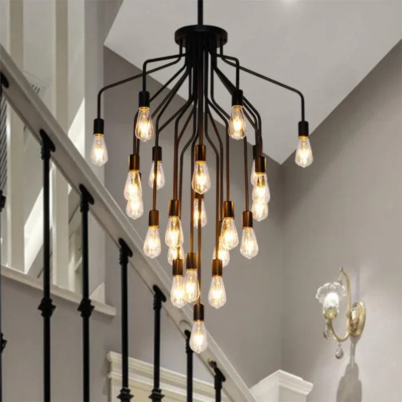 lustre rétro en fer avec led pour décoration intérieure - vue 6 sur 8