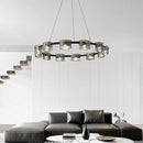 Minimalist forged glass chandelier with elegant LED lighting