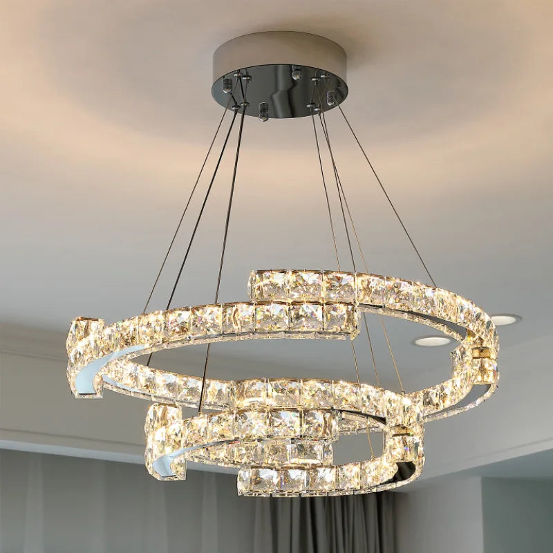 suspension led en cristal style nordique décoratif - vue 4 sur 13