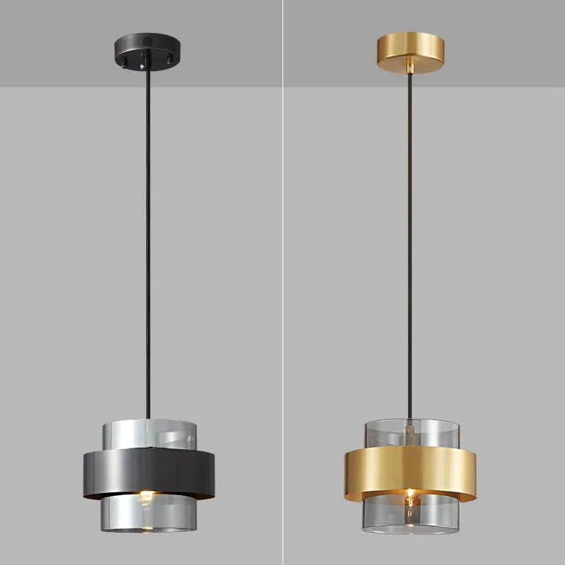 lustre led élégant nordique en verre doré pour décoration intérieure - vue 7 sur 8