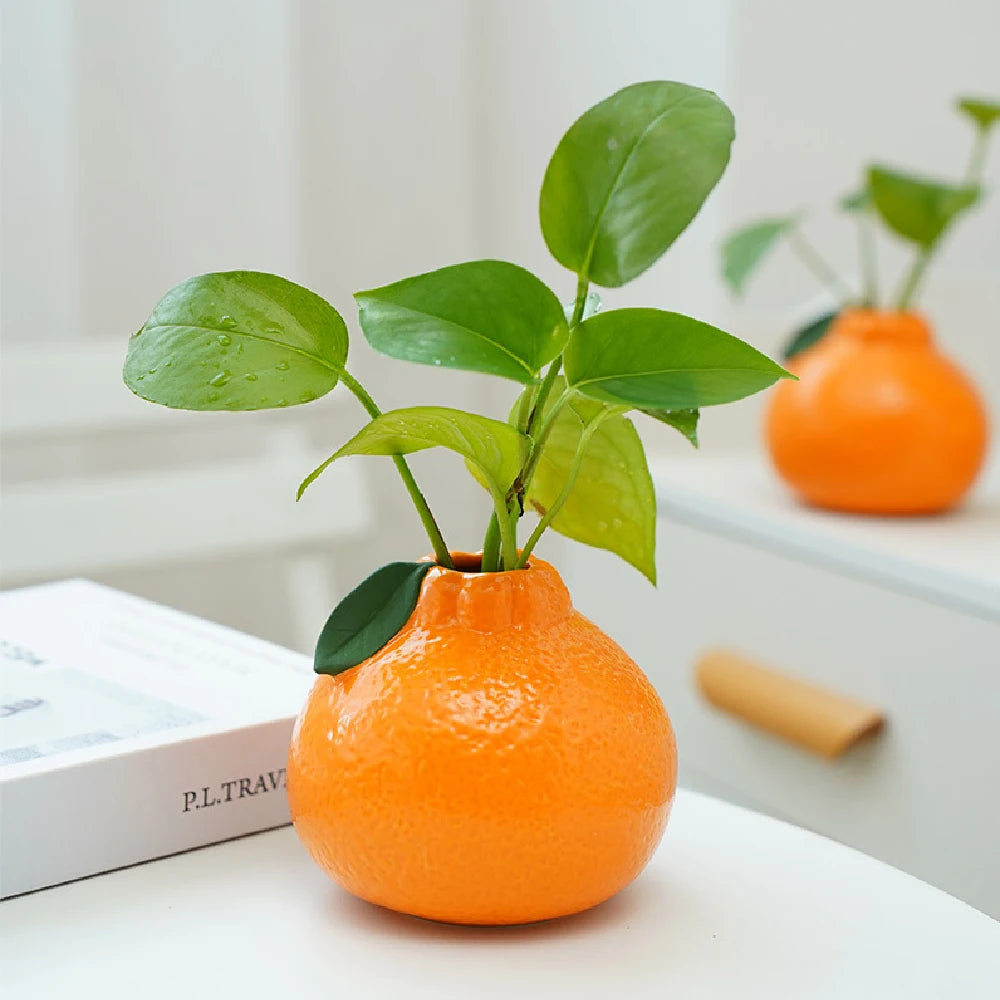 Ceramic Vase, Orange Vase for Home Decor,Decorative Vase Fruit Shape Vase Tabletop Decorative Vase Table Centerpieces Decoratio - vue 3 sur 7