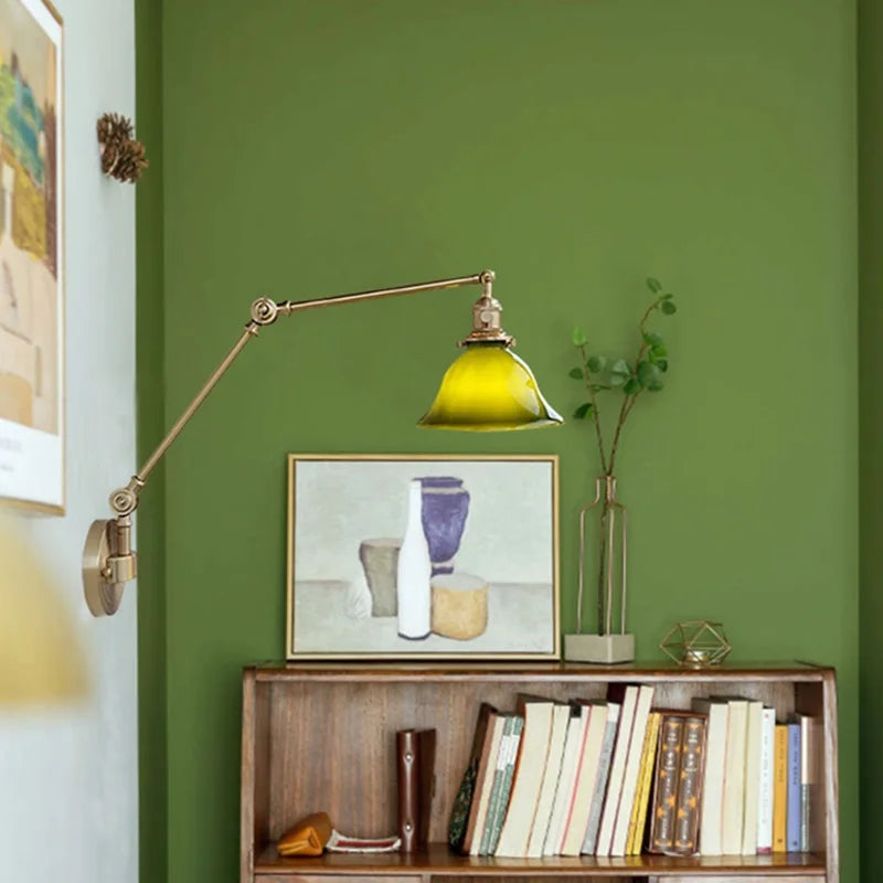 applique murale iwhd en cuivre rotative avec bras long pivotant