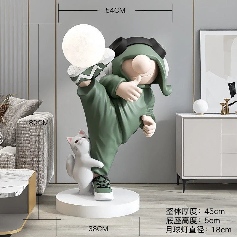 lampe de bureau astronaute sculpture moderne en résine décorative artisanale - vue 7 sur 8