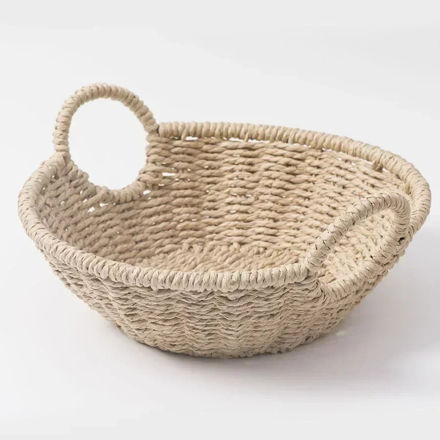 panier de rangement écologique en corde de papier et rotin - vue 2 sur 6