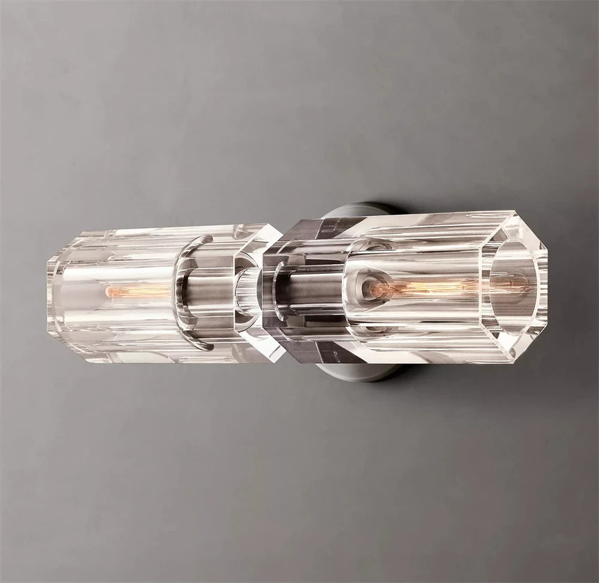 applique murale led moderne en cristal clair nickel laiton - vue 4 sur 9