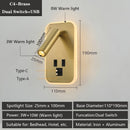 applique murale led moderne avec ports usb et lampes de lecture réglables