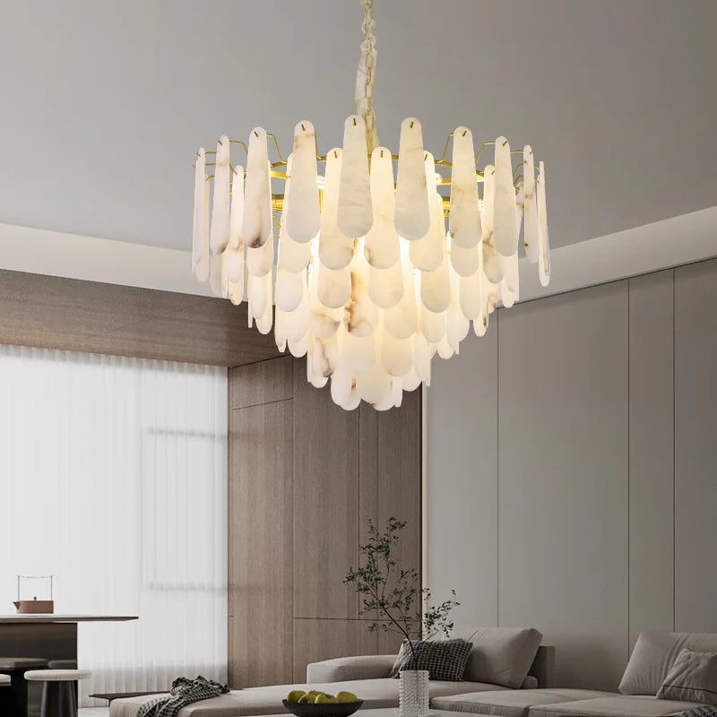 suspension en marbre et cuivre de luxe style chinois minimaliste - vue 2 sur 8