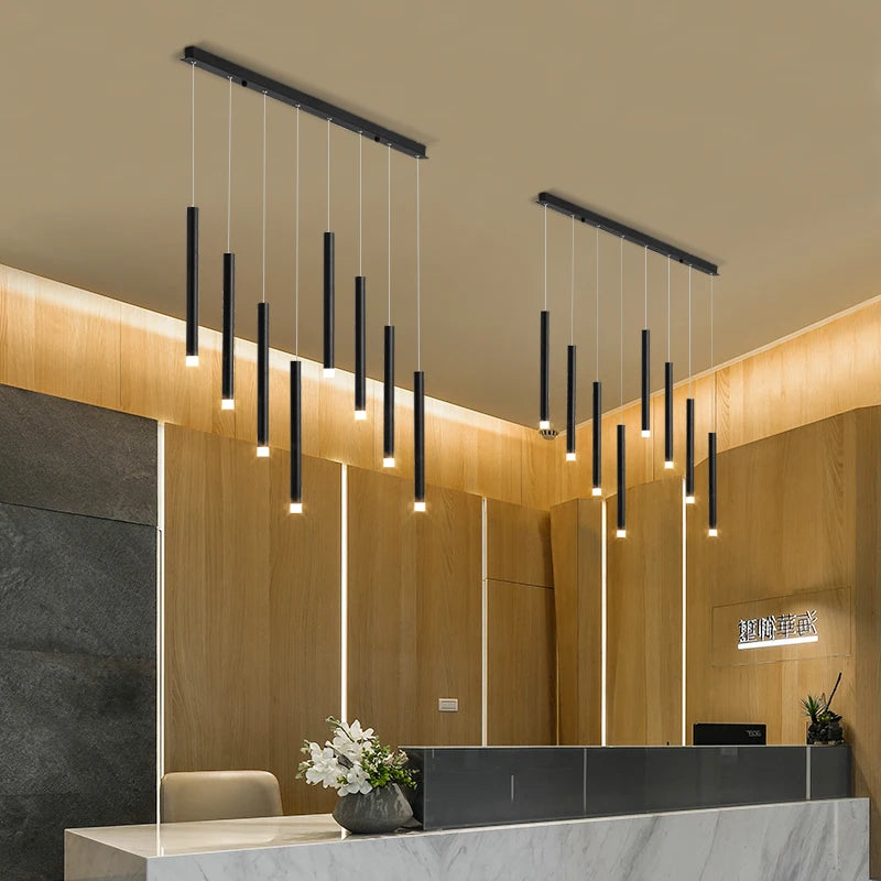 suspension moderne à led en fer noir créative à 8 têtes - vue 4 sur 9