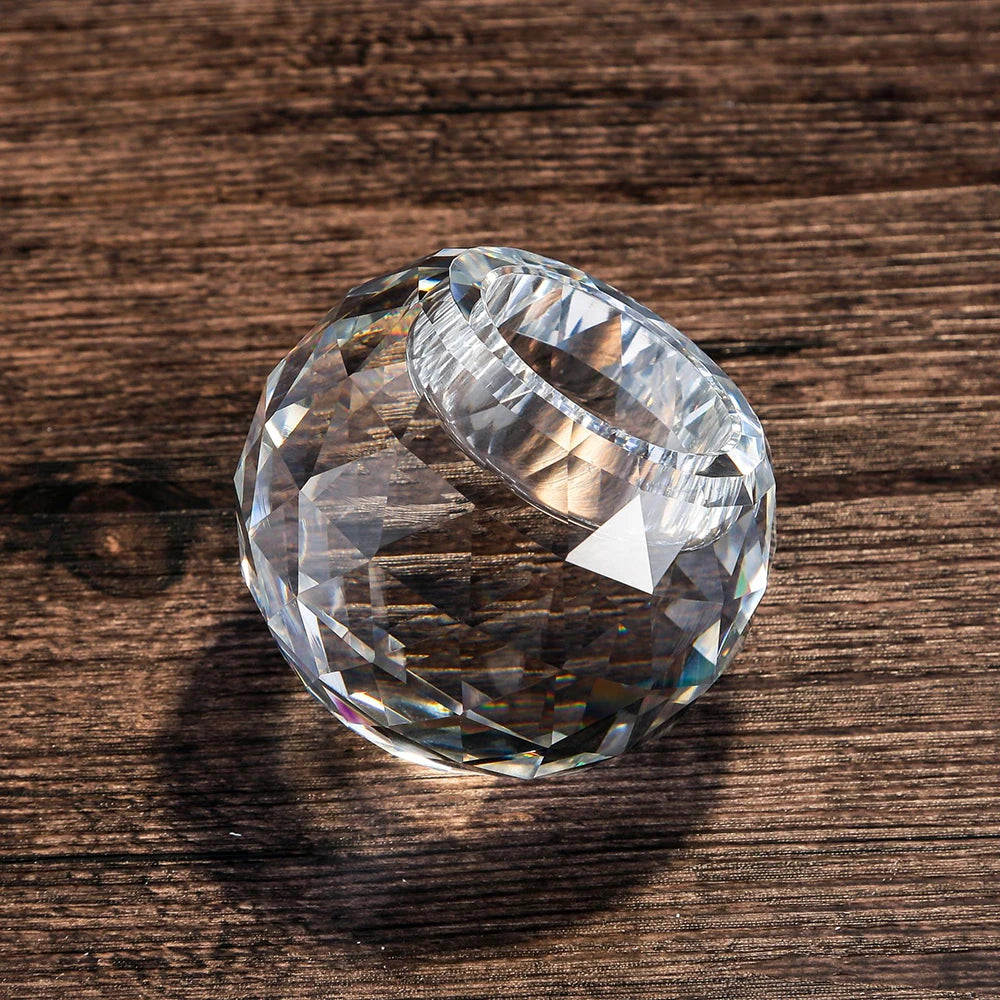 Crystal Diamond Tealight Candle Holder for Wedding Party, Clear Glass Tea Light Candles Holder for Home Room Desk Decor - vue 4 sur 6