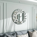 Wisfor Large Modern Wall Clock 32 Inch Round Beveled Glass Edge Wall Mirror with Clock for Modern Living Room,Home Interiors
