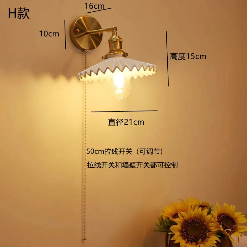applique murale led antique avec interrupteur à tirette - vue 9 sur 10