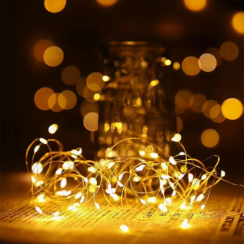 guirlande lumineuse led cuivre étanche pour fêtes et décorations - vue 6 sur 10