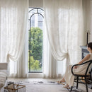 Voilage tulle brodé motifs feuilles pour salon chambre