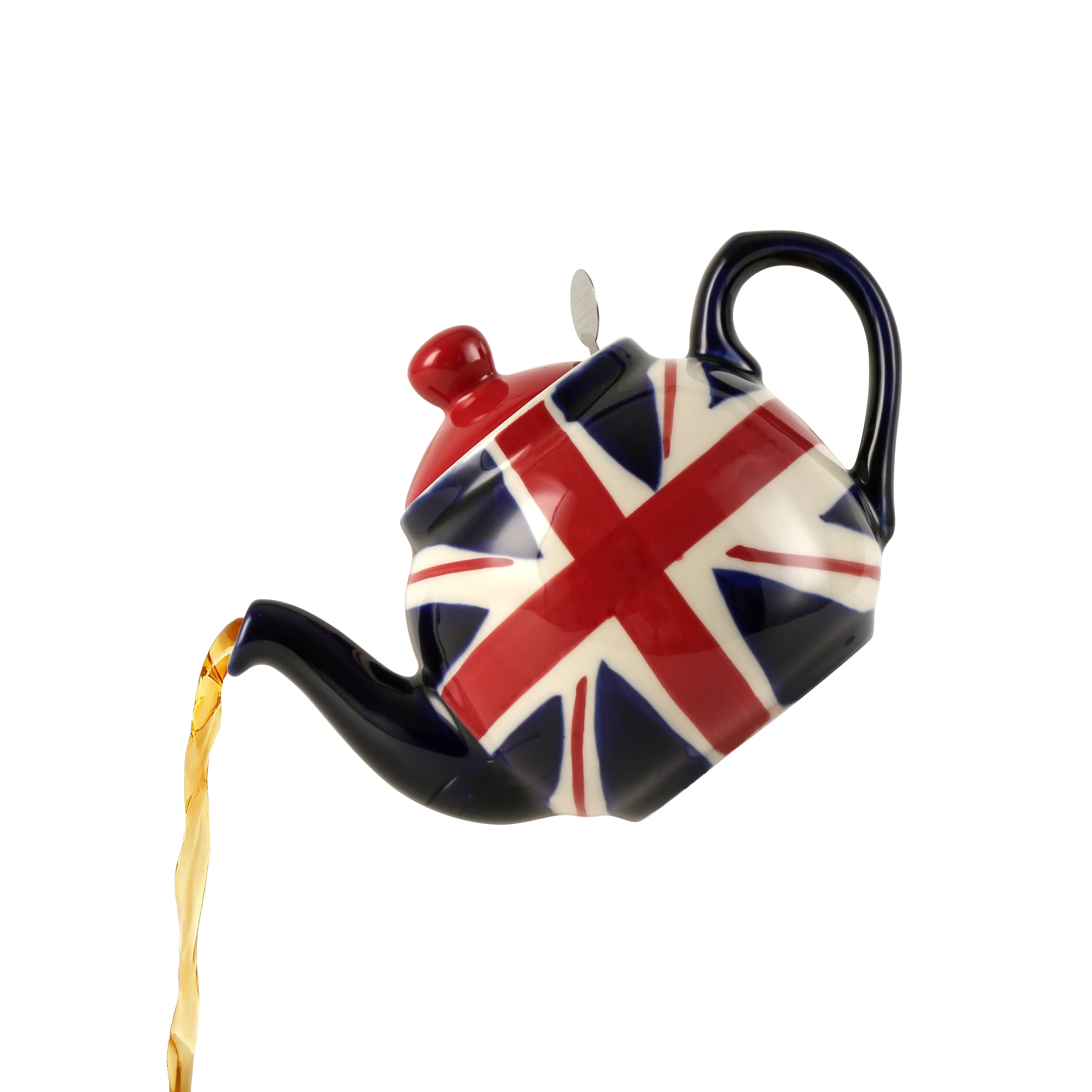 Theiere ceramique drapeau britannique peinte main avec infuseur - vue 2 sur 7