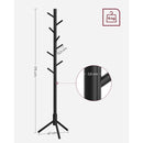 VASAGLE Standing Coat Rack, Solid Wood Coat Rack, Tree-Shaped Coat Rack with 8 Hooks, 3 Height Options, for Clothes, Hats, Bags