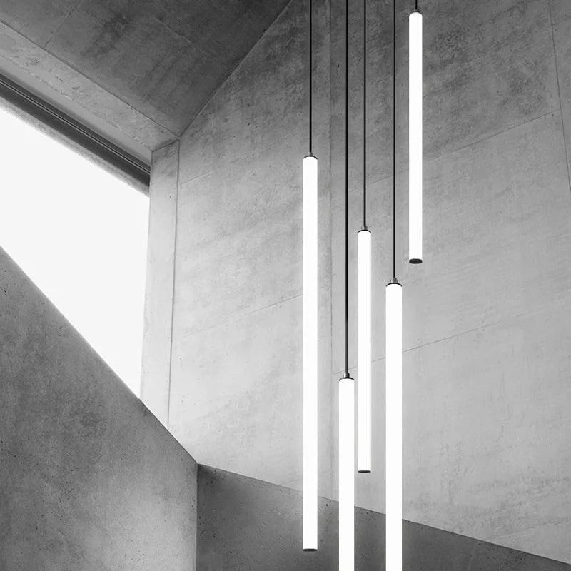 lustre led long tube spirale minimaliste moderne 2023 - vue 3 sur 15