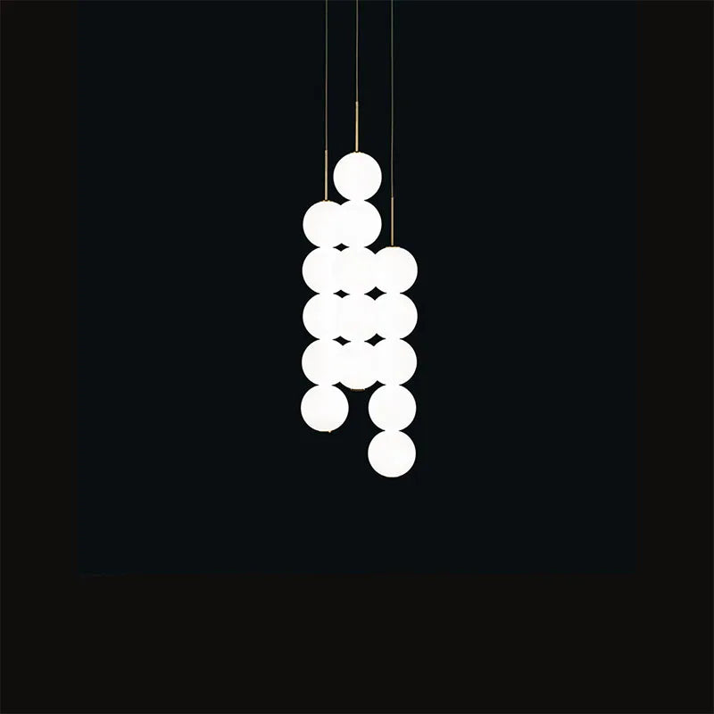 suspension design art deco en verre doré et chromé - vue 3 sur 13