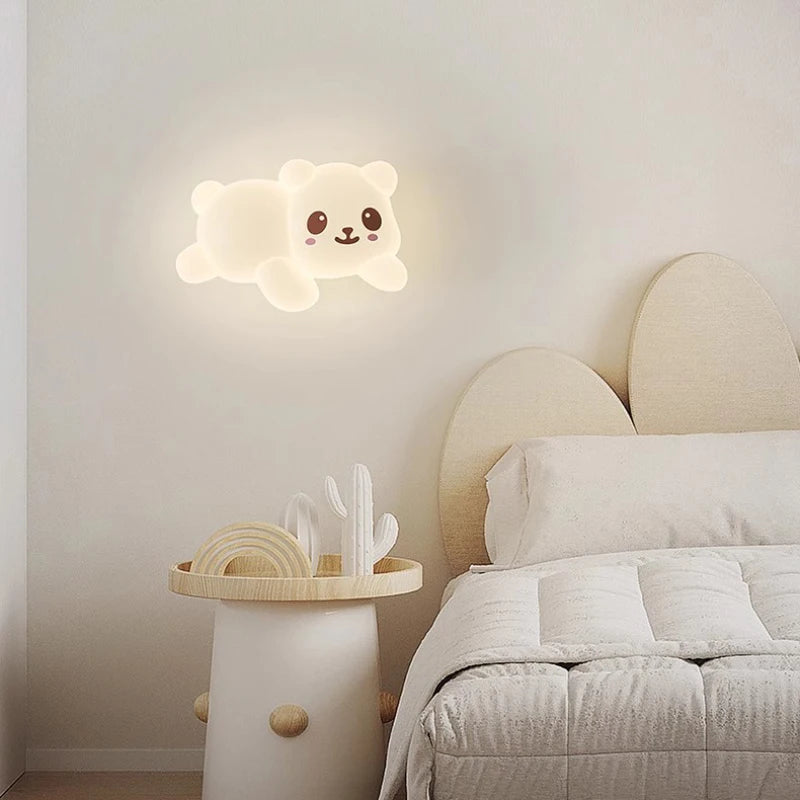 applique murale led ours dessin animé pour chambre d'enfants - vue 7 sur 10