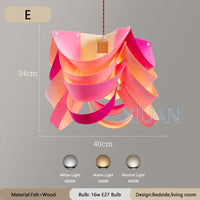 Art Design Restaurant Pendant Lamps Detachable Felt Sconces LED E27 Hanging Light for Living Room Dining Table Green White Pink