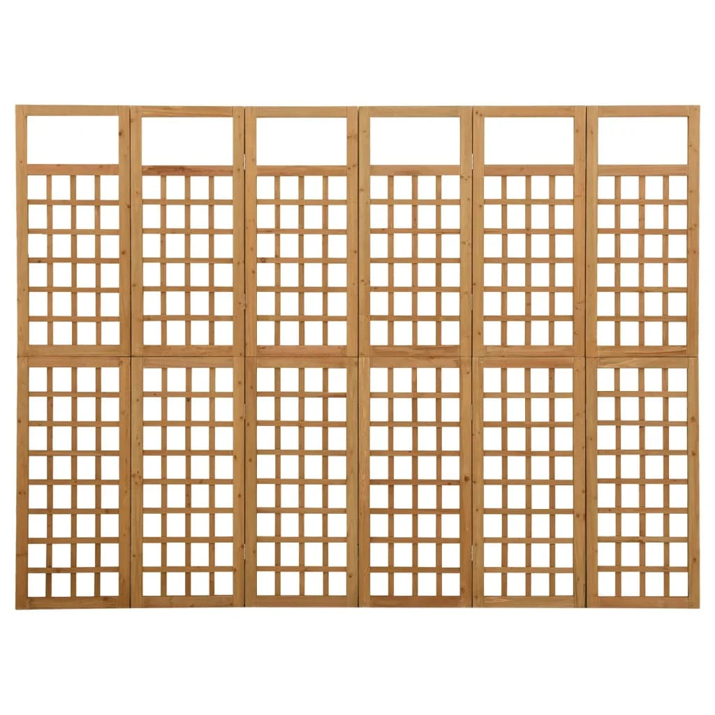 6-panel pine wood separation wall 242.5x180 cm