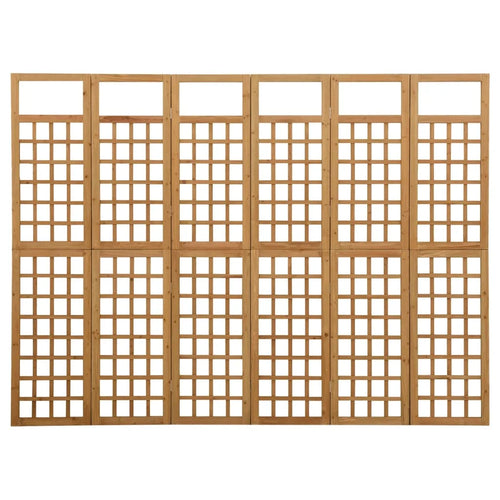 6-panel pine wood separation wall 242.5x180 cm - vue 3 sur 7