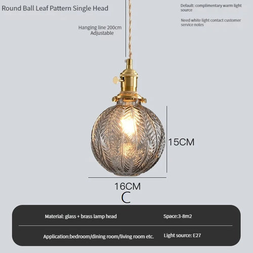 suspension vintage avec interrupteur et abat-jour en verre cristal - vue 18 sur 22