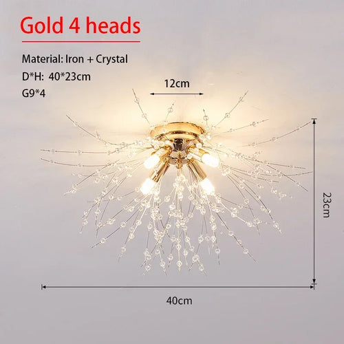 Modern Dandelion Crystal Pendant, Living Room, Dining Room, Bedroom Ceiling Light, Room Light, Fireball Decorative Light - vue 13 sur 12