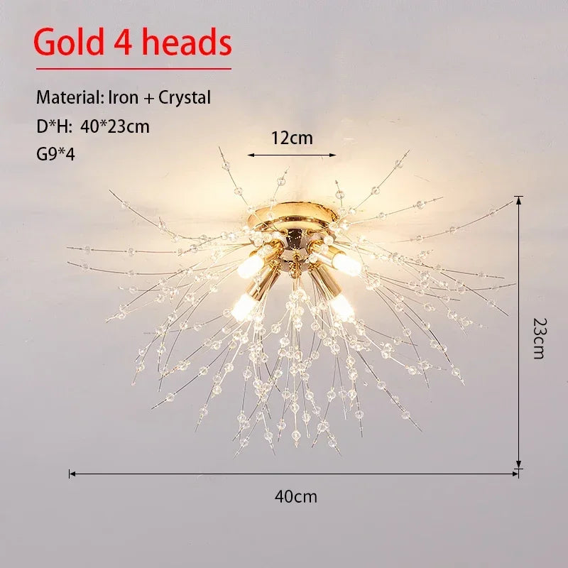 Modern Dandelion Crystal Pendant, Living Room, Dining Room, Bedroom Ceiling Light, Room Light, Fireball Decorative Light - vue 12 sur 12