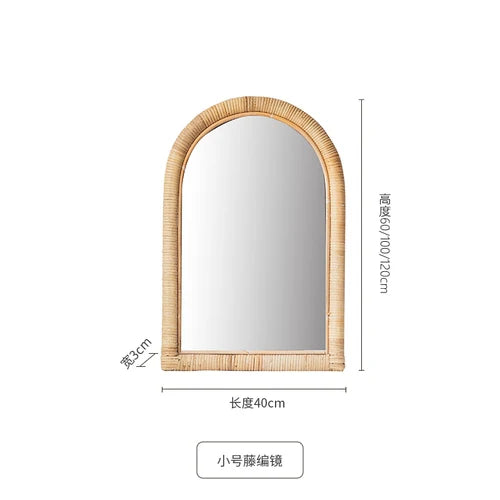 Full length mirror, floor mirror, girls' makeup, dressing, dressing, rattan net, Nordic fitting mirror, ins - vue 12 sur 12
