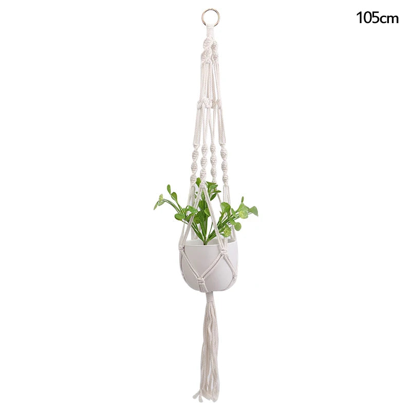 paniers suspendus en macramé pour plantes et décoration - vue 13 sur 19