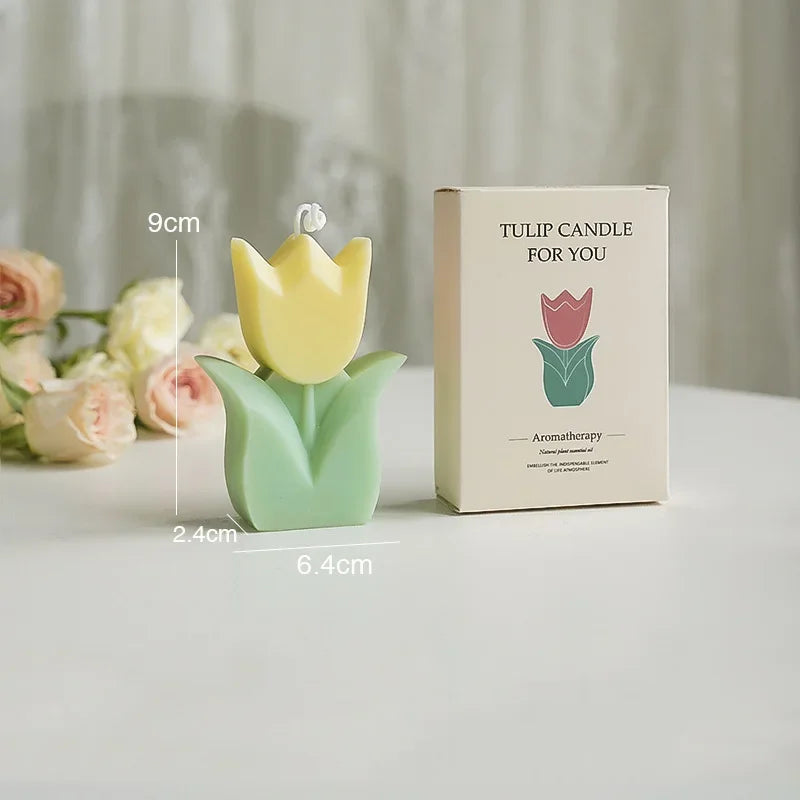 bougie tulipe artisanale parfumée pour décorations et aromathérapie - vue 9 sur 12