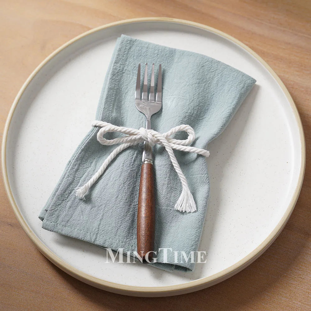 Serviette de table coton lavé style classique réutilisable - vue 5 sur 7