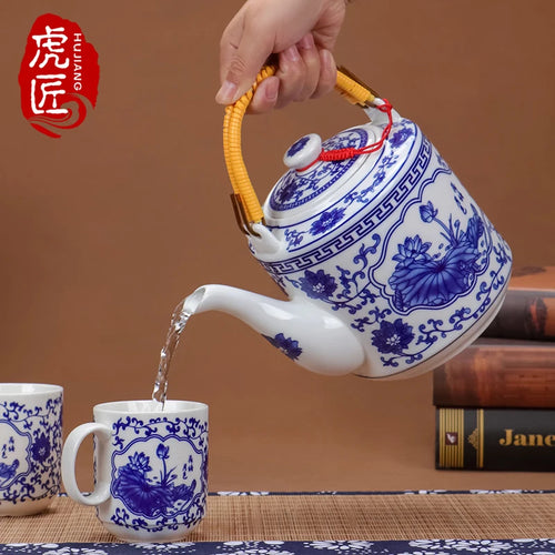 Théière céramique grande capacité style chinois motifs