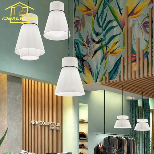 Minimalist Japanese wabi-sabi decorative fabric pendant light - vue 4 sur 12