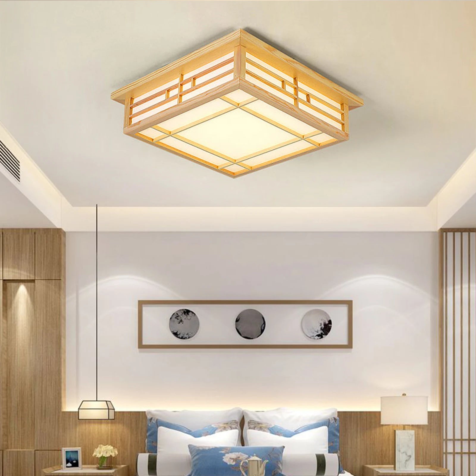 Plafonnier Lampe LED Bois Massif Japonais Tatami Lumière Salon Lumière Chambre Balcon - vue 5 sur 6