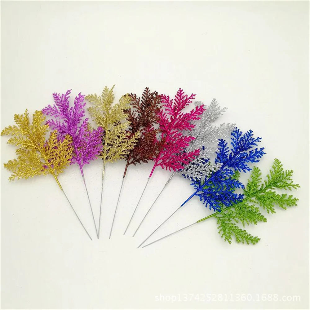 décoration de noël feuilles de pin paillettes pour bricolage couronne arbre - vue 3 sur 17
