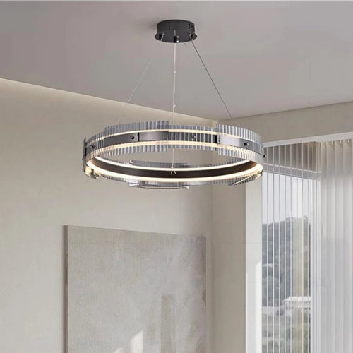 Minimalist decorative striped glass chandelier for interiors - vue 4 sur 7