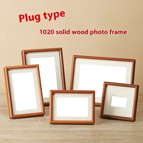 Solid Wood Round Corner Picture Frame, Walnut and Golden Sandalwood, Minimalist Design, Tabletop, Home Decor - vue 2 sur 17