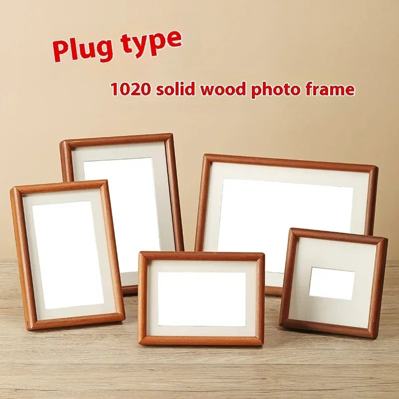 Solid Wood Round Corner Picture Frame, Walnut and Golden Sandalwood, Minimalist Design, Tabletop, Home Decor