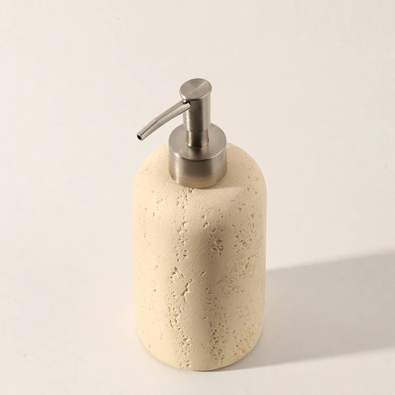 Retro Natural Stone Press on Shower Gel Dispensing Bottle, Home Storage Bottles, Bathroom Appliances, Wash Basin, Tabletop Ornam - vue 10 sur 12