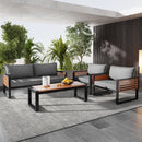 salon de jardin 4 pièces avec canapé et chaises en fer galvanisé