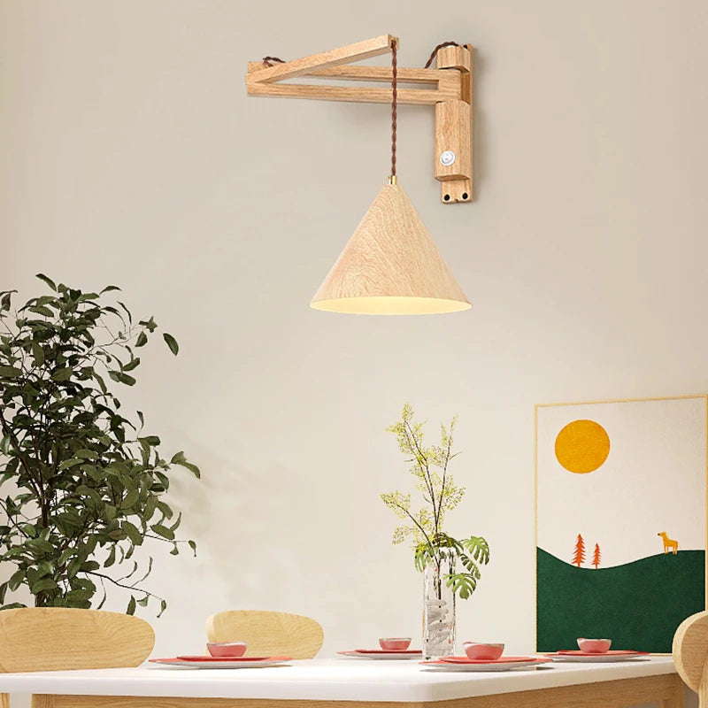 applique murale pliable vintage japonaise avec interrupteur led - vue 7 sur 8