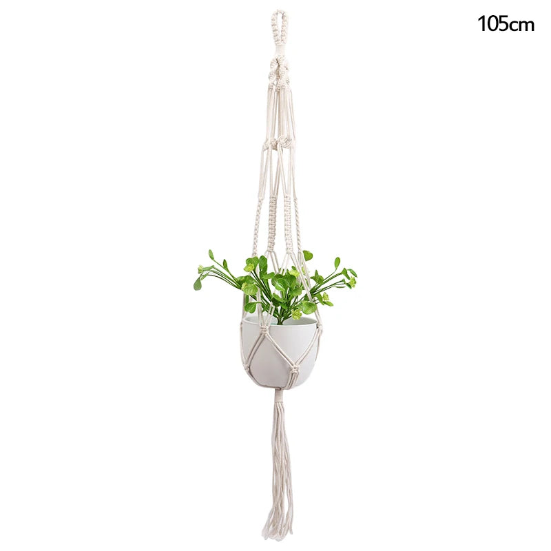 paniers suspendus en macramé pour plantes et décoration - vue 14 sur 19