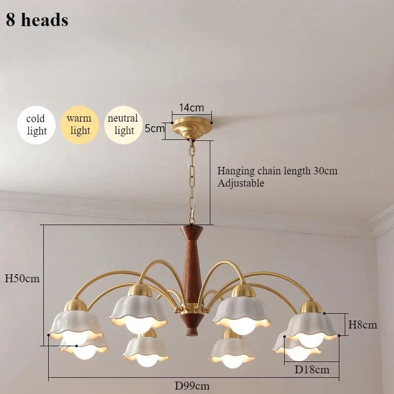 lustre moderne en céramique à fleurs pour intérieur contemporain - vue 9 sur 12