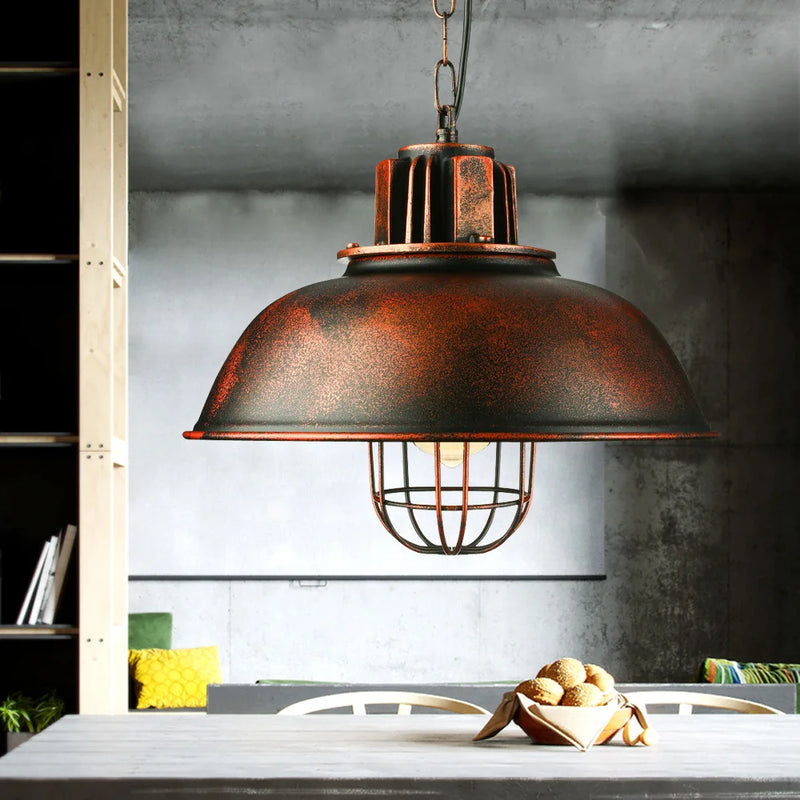 suspension rétro en fer abat-jour vintage café design industriel
