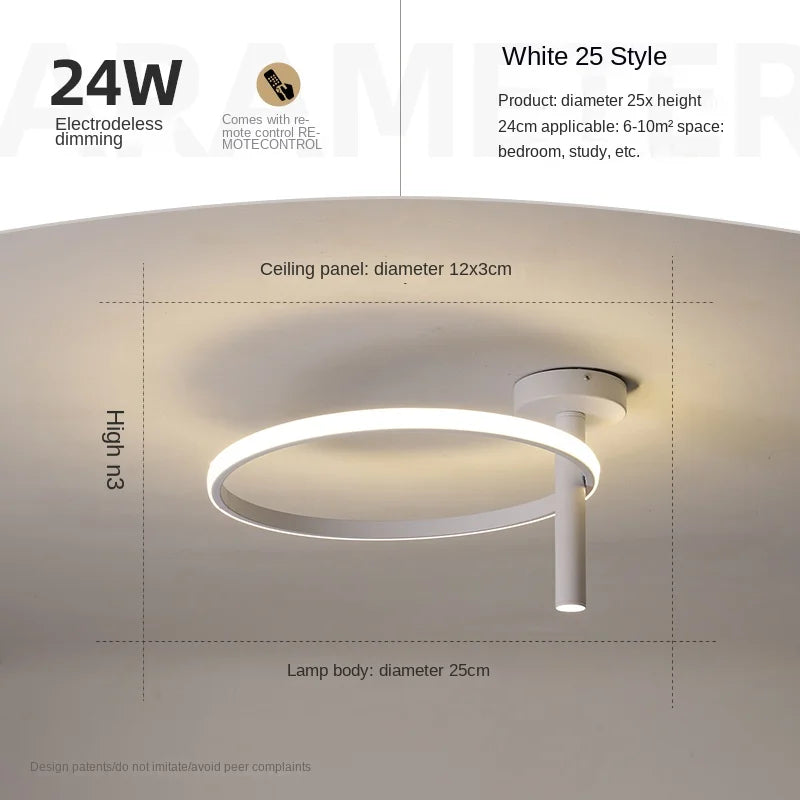 Modern minimalist LED ring ceiling light for home décor - vue 17 sur 24