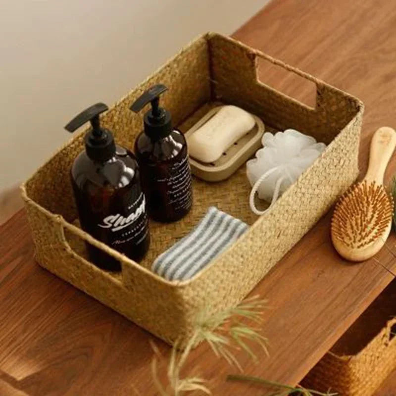 panier en osier tressé pour rangement et décoration - vue 4 sur 8