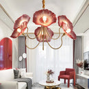 lustre moderne en verre en forme de fleur de lotus avec led